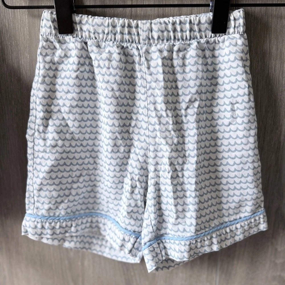 Petite Plume Twill Pajama Short Set Boys 5 Blue La Mer Nautical Preppy Waves Pjs